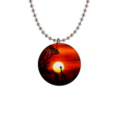 Animals Birds Dawn Giraffe 1  Button Necklace by Sudhe