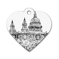 Line Art Architecture Church Dog Tag Heart (one Side) by Sudhe