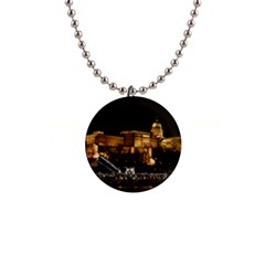 Budapest Buda Castle Building Scape 1  Button Necklace by Sudhe