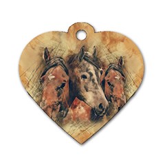 Head Horse Animal Vintage Dog Tag Heart (two Sides) by Sudhe