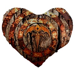 Queensryche Heavy Metal Hard Rock Bands Logo On Wood Large 19  Premium Heart Shape Cushions