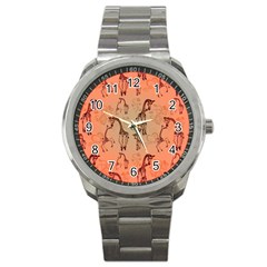 Cute Giraffe Pattern Sport Metal Watch by FantasyWorld7