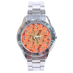 Cute Giraffe Pattern Stainless Steel Analogue Watch by FantasyWorld7