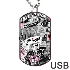 Feminism Collage  Dog Tag Usb Flash (one Side) by Valentinaart