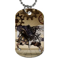 Awesome Steampunk Unicorn With Wings Dog Tag (one Side) by FantasyWorld7