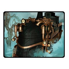 Spirit Of Steampunk, Awesome Train In The Sky Double Sided Fleece Blanket (small)  by FantasyWorld7