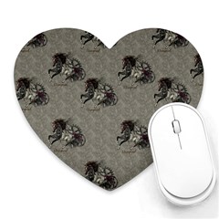 Awesome Steampunk Horse With Wings, Wonderful Pattern Heart Mousepads