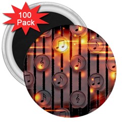 Music Notes Sound Musical Audio 3  Magnets (100 Pack) by Mariart