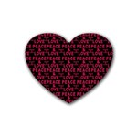 Peace And Love Typographic Print Pattern Rubber Coaster (Heart)  Front