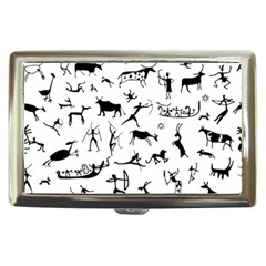 Petroglyph Runic Cavemen Nordic Black Paleo Drawings Pattern Cigarette Money Case by snek