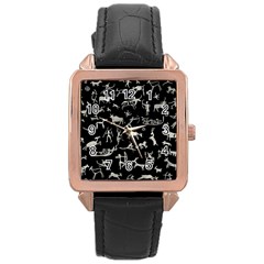 Petroglyph Nordic Beige And Black Background Petroglyph Nordic Beige And Black Background Rose Gold Leather Watch  by snek