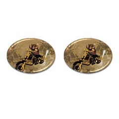 Funny Cute Mouse On A Motorcycle Cufflinks (oval) by FantasyWorld7