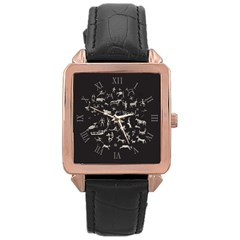 Petroglyph Nordic Beige And Black Background Petroglyph Nordic Beige And Black Background Rose Gold Leather Watch  by snek