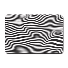 Retro Psychedelic Waves Pattern 80s Black And White Small Doormat  by genx