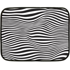 Retro Psychedelic Waves Pattern 80s Black And White Fleece Blanket (mini) by genx