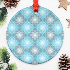 White Light Blue Gray Tile Ornament (round) by Pakrebo