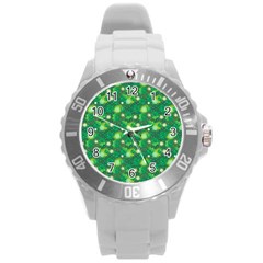 Leaf Clover Star Glitter Seamless Round Plastic Sport Watch (l) by Pakrebo