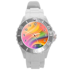 Wave Watercolor Watercolour Round Plastic Sport Watch (l) by Pakrebo