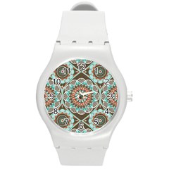 Seamless Pattern Colorful Wallpaper Round Plastic Sport Watch (m) by Pakrebo