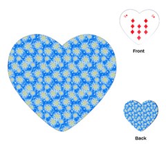 Hydrangea Blue Glitter Round Playing Cards (heart) by Pakrebo