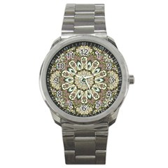 Seamless Pattern Abstract Mandala Sport Metal Watch by Pakrebo