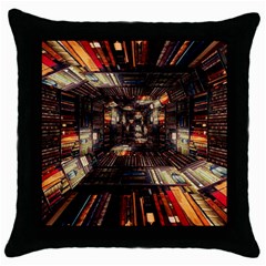 Library Tunnel Books Stacks Throw Pillow Case (black) by Pakrebo