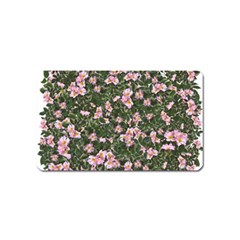 Pink Flowers Leaves Spring Garden Magnet (name Card)