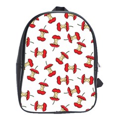 Red Apple Core Funny Retro Pattern Half On White Background School Bag (large) by genx