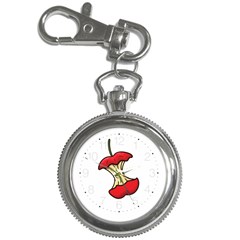 Red Apple Core Funny Retro Pattern Half On White Background Key Chain Watches by genx