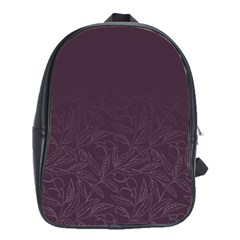 Organic Olive Leaves Pattern Hand Drawn Purple Red Wine School Bag (large) by genx