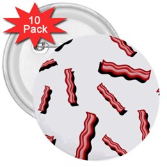 Funny Bacon Slices Pattern Infidel Red Meat 3  Button (10 Pack) by genx