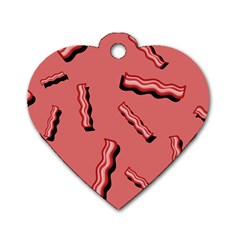 Funny Bacon Slices Pattern Infidel Vintage Red Meat Background  Dog Tag Heart (two Sides) by genx