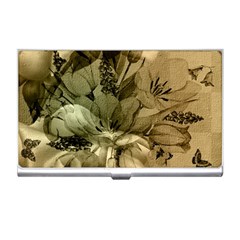 Wonderful Floral Design With Butterflies Business Card Holder