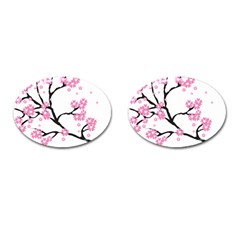 Blossoms Branch Cherry Floral Cufflinks (oval)