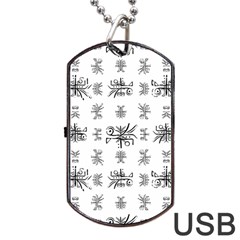 Black And White Ethnic Design Print Dog Tag Usb Flash (one Side) by dflcprintsclothing