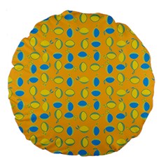 Lemons Ongoing Pattern Texture Large 18  Premium Flano Round Cushions by Mariart