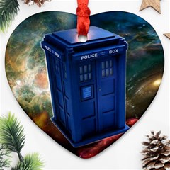 The Police Box Tardis Time Travel Device Used Doctor Who Heart Ornament (two Sides) by Sudhe