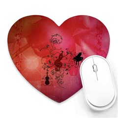 Decorative Clef With Piano And Guitar Heart Mousepads