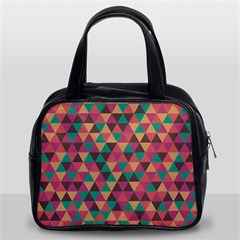 Retro Orange Green Geometric Pattern Classic Handbag (two Sides)