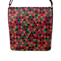 Retro Orange Green Geometric Pattern Flap Closure Messenger Bag (l) by snowwhitegirl