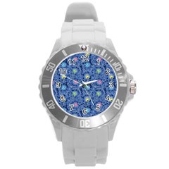 Floral Design Asia Seamless Pattern Round Plastic Sport Watch (l) by Pakrebo