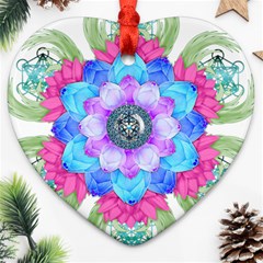 Lotus Flower Bird Metatron s Cube Ornament (heart) by Pakrebo