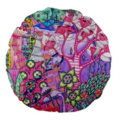 Trippy Forest Full Version Large 18  Premium Flano Round Cushions by okhismakingart