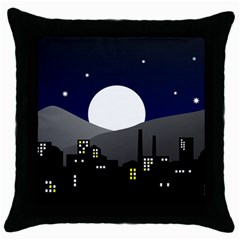 City At Night Throw Pillow Case (black)