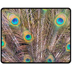 Pen Peacock Wheel Plumage Colorful Double Sided Fleece Blanket (medium)  by Pakrebo