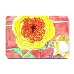 Reid Hall Rose Watercolor Small Doormat  by okhismakingart