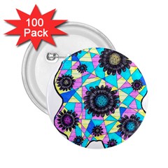 Neon Geometric Flowers  2 25  Buttons (100 Pack)  by okhismakingart