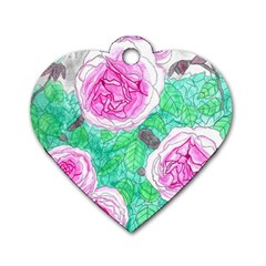 Roses With Gray Skies Dog Tag Heart (two Sides) by okhismakingart