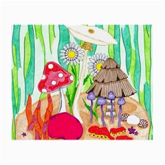 Iguana And Mushrooms Small Glasses Cloth by okhismakingart