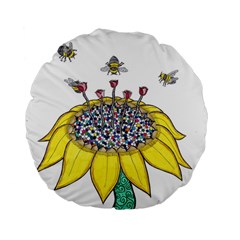 Bees At Work  Standard 15  Premium Flano Round Cushions by okhismakingart